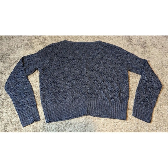 Magaret O'Leary Blue Crocheted 100% Linen Cardigan Sweater Size Small - Picture 5 of 5
